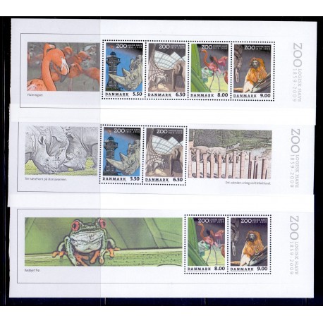 2009. Zoologisk Have, AFA nr. 1582-84,i postfrisk miniark   Stemplet FDC
