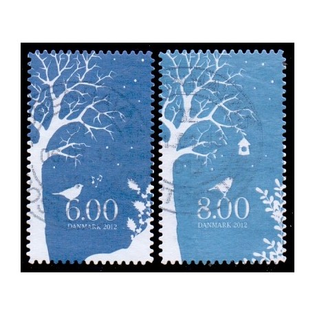 2012. Vinter. AFA nr. 1721a-22a,  fra hæfter, postfrisk   Stemplet FDC