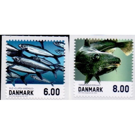 2013. Fisk. AFA nr. 1726a-27a, fra hæfter postfrisk   Stemplet FDC