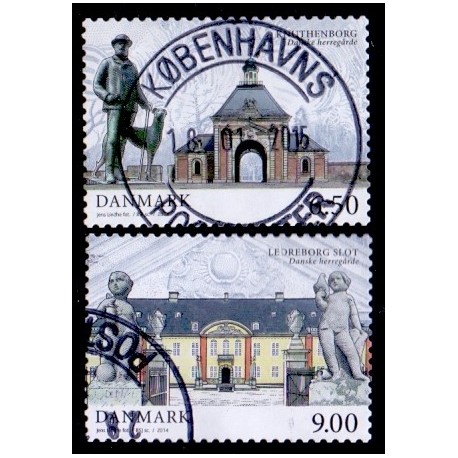 2014. Danske  herregårde. AFA nr. 1783-84, postfrisk    Stemplet FDC