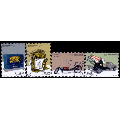 2015. Danske opfindelser. AFA nr. 1819-22, postfrisk Stemplet FDC