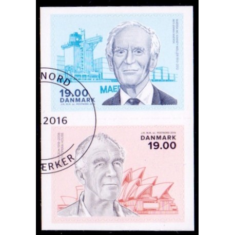 2016. Store danskere. AFA nr. 1852-53, postfrisk Stemplet FDC