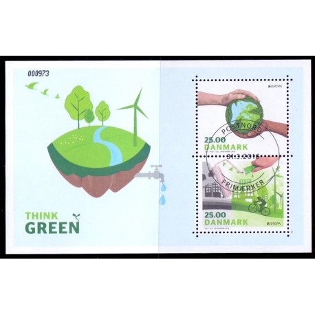 2016. Europa /CEPT. Tænkt grønt i miniark, AFA nr. 1861A, postfrisk Stemplet FDC