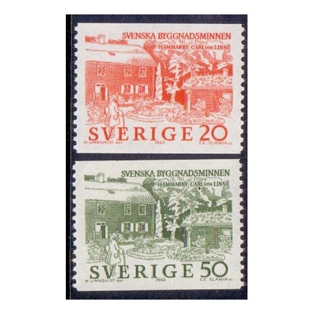Sverige. 1963. Nationale bygningsværker II. AFA nr. 517-18 **  postfrisk stemplet FDC st,