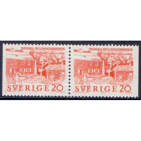 Sverige. 1963. Nationale bygningsværker II, i vandret par. AFA nr. 517Cv/Ch **  postfrisk stemplet FDC st,