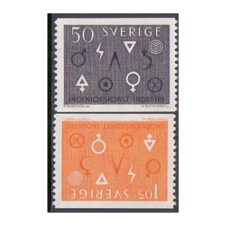 Sverige. 1963. Ingeniørkunst og industri. AFA nr. 512-13 **  postfrisk stemplet FDC st,