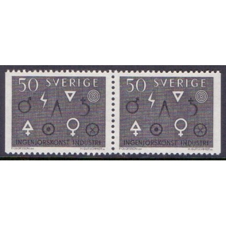 Sverige. 1963. Ingeniørkunst og industri, i vandret par. AFA nr. 512Cv/Ch **  postfrisk stemplet FDC st,