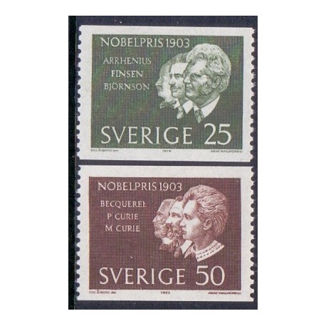 Sverige. 1963. Nobelpristager 1903. AFA nr. 519-20 **  postfrisk stemplet FDC st,