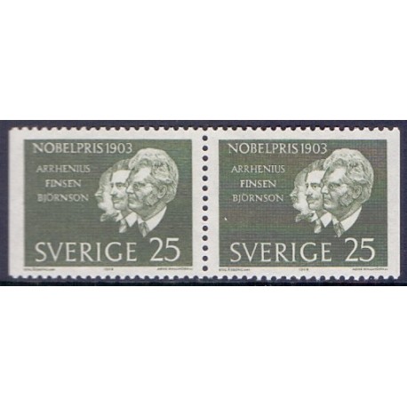 Sverige. 1963. Nobelpristager 1903, i vandret par. AFA nr. 519Cv/Ch **  postfrisk stemplet FDC st,
