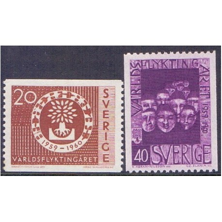 Sverige. 1960. Verdensflygtningeåret. AFA 463-64  **  postfrisk stemplet FDC st,