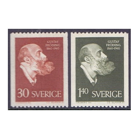 Sverige. 1960. Gustaf Fröding. AFA 467-68 ** postfrisk stemplet FDC st,