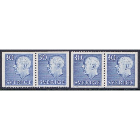 Sverige. 1961. Kong Gustav komplet sæt i parstykker. AFA 476Dvo/Dhn **  postfrisk stemplet FDC st,