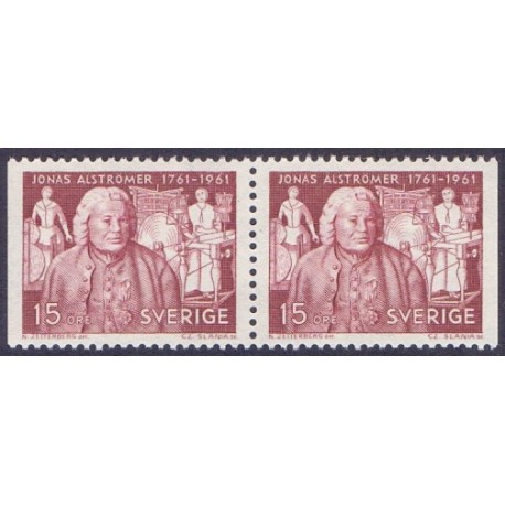 Sverige. 1961. J. Alströmer, i vandret par. AFA nr. 479Cv/Ch ** postfrisk stemplet FDC st,