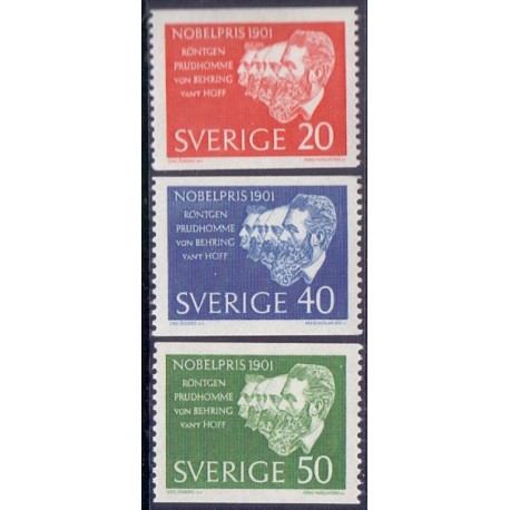 Sverige. 1961. Nobelpristager 1901. AFA nr. 488-90 **  postfrisk stemplet FDC st,