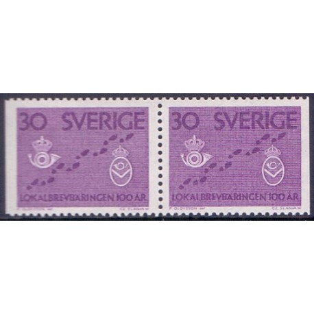Sverige. 1962. lokal brevombæring, i vandret par. AFA nr. 491Cv/Ch **  postfrisk stemplet FDC st,
