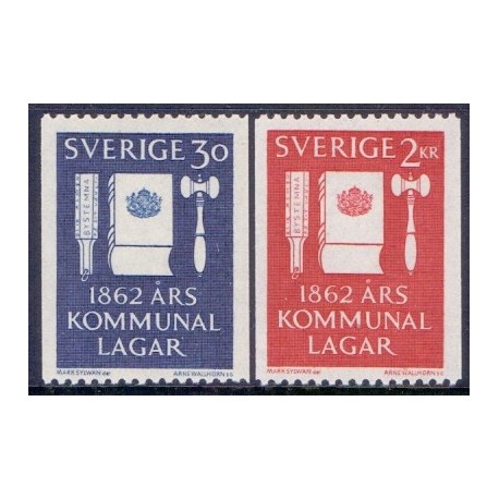 Sverige. 1962. Kommunallovenes jubilæum. AFA nr. 493-94 **  postfrisk stemplet FDC st,