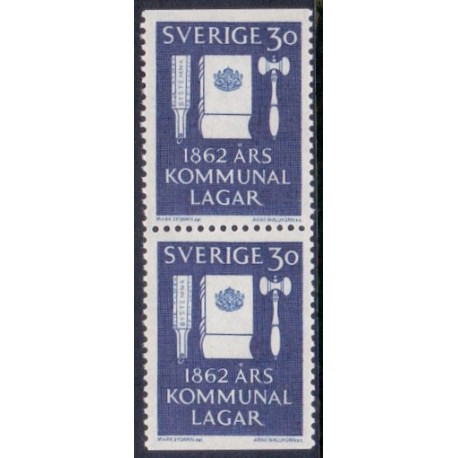 Sverige. 1962. Kommunallovenes jubilæum, i lodret par. AFA nr. 493Co/Cn  **  postfrisk stemplet FDC st,