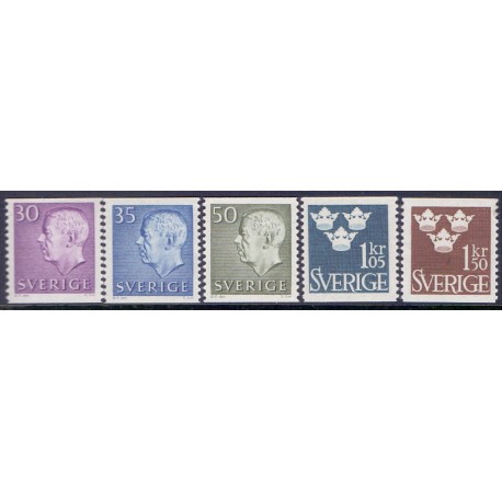 Sverige. 1962. Farveændringer og suppleringsværdier. AFA nr. 495-99 **  postfrisk stemplet FDC st,