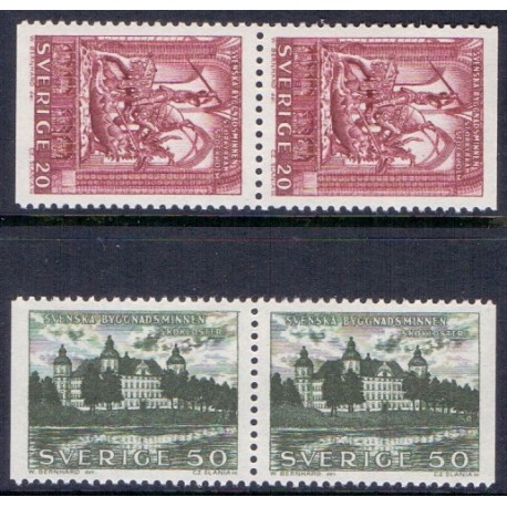 Sverige. 1962. Nationale bygningsværker I, i parstykker. AFA nr. 500Co-01Ch. **  postfrisk stemplet FDC st,