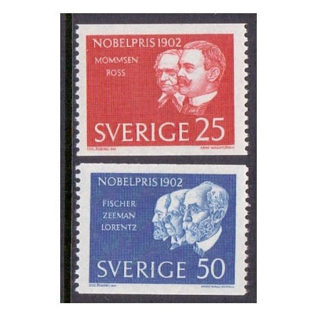 Sverige. 1962. Nobelpristager 1902. AFA nr. 506-07 **  postfrisk stemplet FDC st,