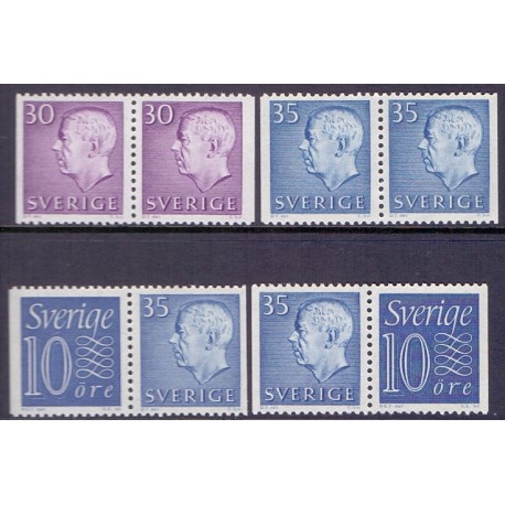 Sverige. 1962. Farveændringer, i vandrette par. AFA nr. 495Cv/430Cah **  postfrisk stemplet FDC st,