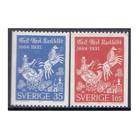Sverige. 1964. Erik Axel Karlfeldt. AFA nr. 521-22 **  postfrisk stemplet FDC st,