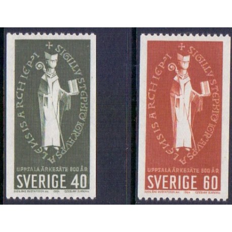 Sverige. 1964. Uppsala Ærkebispesæde. AFA nr. 523-24 **  postfrisk stemplet FDC st,