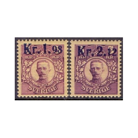 Sverige. 1917. Kong Gustav V.  provisorier. AFA nr. 98-99 **   postfrisk stemplet FDC st,