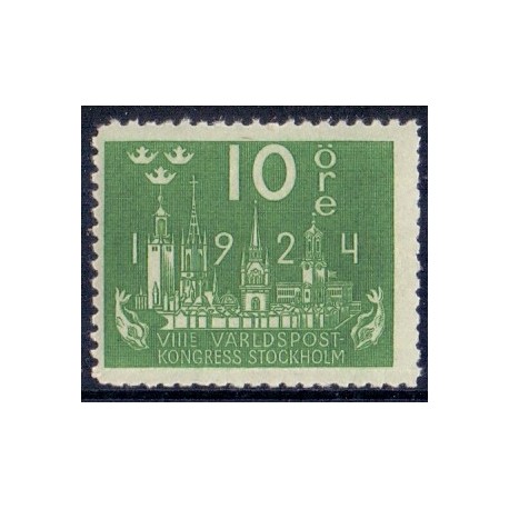 Sverige. 1924. Verdenspostkongres, 10 Øre, AFA nr. 160 **   postfrisk stemplet FDC st,