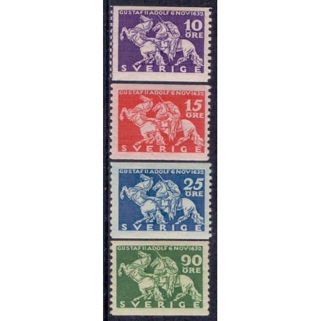 Sverige. 1932. Kong Gustaf II død, 10-90 Øre AFA nr. 217-220 **  postfrisk stemplet FDC st,
