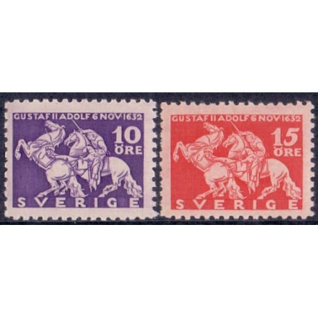 Sverige. 1932. Kong Gustaf II død, 10-20 Øre, takket alle sider AFA nr. 217B-18B **  postfrisk stemplet FDC st,