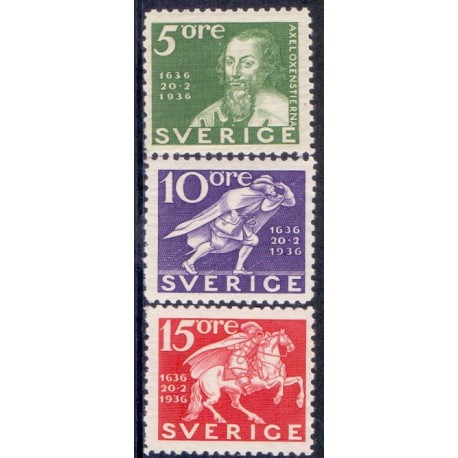 Sverige. 1936, Postvæsnets 300 år, 5-15 Øre. tk alle sider AFA 231B-33B **  postfrisk stemplet FDC st,