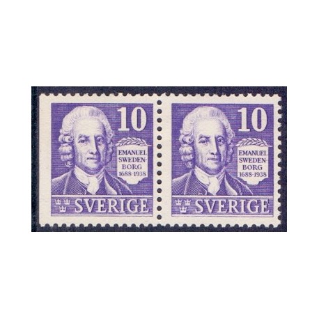 Sverige. 1938, Emanuel Swedenborg 10 Øre. AFA nr. 248Cv & 248B **   postfrisk stemplet FDC st,