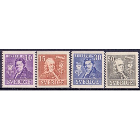 Sverige. 1939. Berzelius og Linné 10-50 Øre. AFA 260-63 ** postfrisk stemplet FDC st,