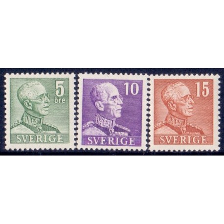 Sverige. 1939-41. Kong Gustav V. 5-15 Øre. tk. alle sider. AFA 264B-66B **  postfrisk stemplet FDC st,
