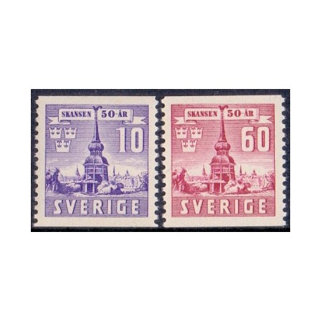 Sverige. 1941. Skansen 50 års jubilæum, AFA nr. 289-90 **    postfrisk stemplet FDC st,