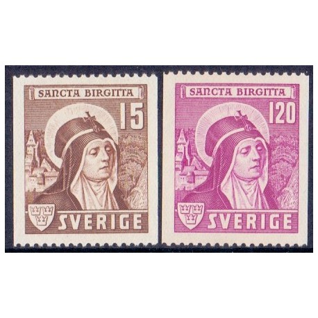 Sverige. 1941. Skt. Birgitta 15 Øre-1,20 Kr. AFA nr 294-95 **   postfrisk stemplet FDC st,