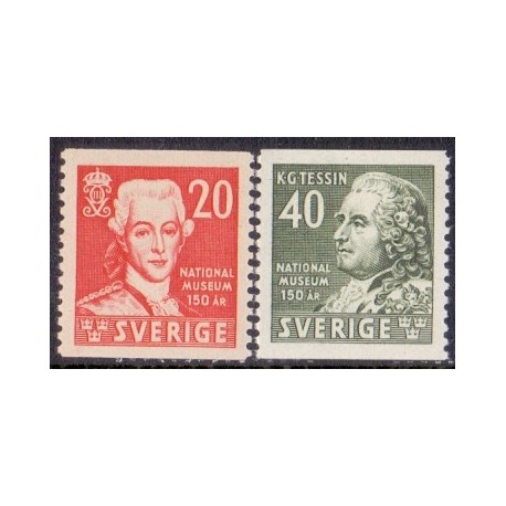Sverige. 1942. Nationalmuseet, 20-40 Øre, AFA nr 297-98 **  postfrisk stemplet FDC st,