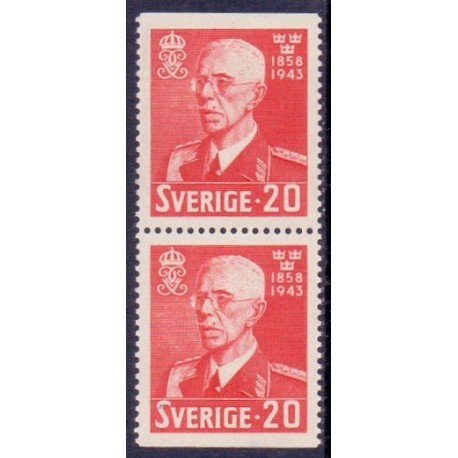 Sverige. 1943. Kong Gustav V 85 år, 20 Øre, AFA nr 303Co & 303Cn **   postfrisk stemplet FDC st,