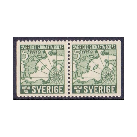 Sverige. 1944. Søkort 300-års jubilæum, AFA nr. 310Cv & 310Ch  **   postfrisk stemplet FDC st,