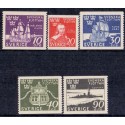 Sverige. 1944. Svenska flottan 10-90 Øre, AFA nr. 312-16 **   postfrisk stemplet FDC st,