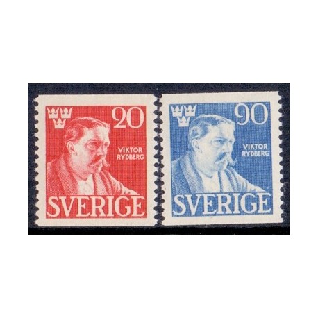 Sverige. 1945. Victor Rydberg. 20-60 Øre, AFA nr 320-21 **   postfrisk stemplet FDC st,