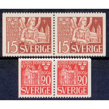 Sverige. 1946. Lund domkirke 800 års jubilæum, AFA nr. 324Cv-325Ch ** (2)   postfrisk stemplet FDC st,