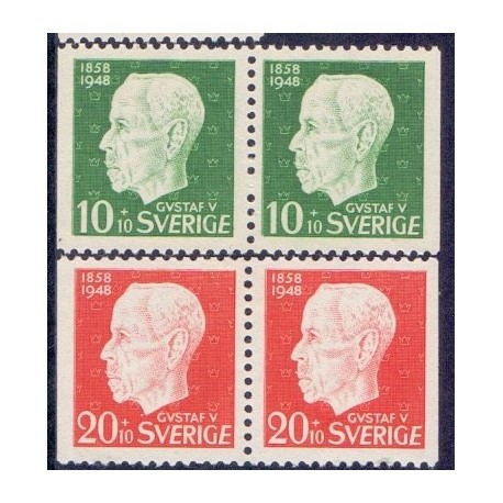 Sverige. 1948. Kong Gustav V's 90 år, 10-30+10 Øre AFA nr. 349-51 **   postfrisk stemplet FDC st,