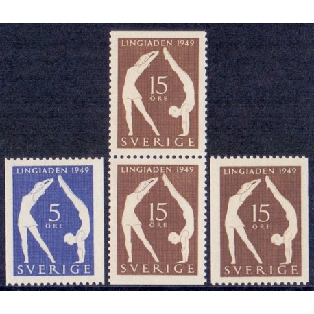 Sverige. 1949. 2. Linglade i Stockholm, 5-15 Øre AFA nr. 355-56, 356Co & 356Cn**   postfrisk stemplet FDC st,