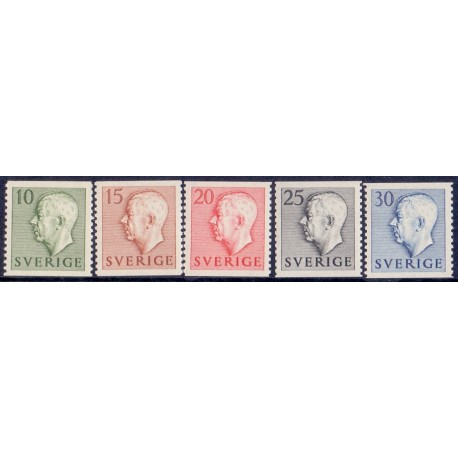 Sverige. 1951.Kong Gustav, 10-30 Øre, AFA nr. 365-69 **    postfrisk stemplet FDC st,