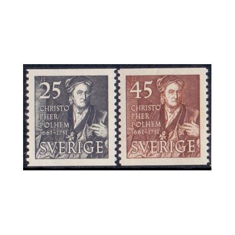 Sverige. 1951. Christofer Polhem, 25-45 Øre, AFA nr. 370-71 **    postfrisk stemplet FDC st,