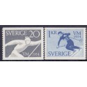 Sverige. 1954. Ski verdensmesterskaber, 20 Øre-1 Kr, AFA nr. 394-95 **  postfrisk stemplet FDC st,