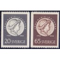 Sverige. 1954. Anne Maria Lenngren, 20-65 Øre, AFA nr. 400-01 **  postfrisk stemplet FDC st,