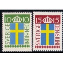 Sverige. 1955. Flagets dag, 10-15 Øre, AFA nr. 410-11 **    postfrisk stemplet FDC st,